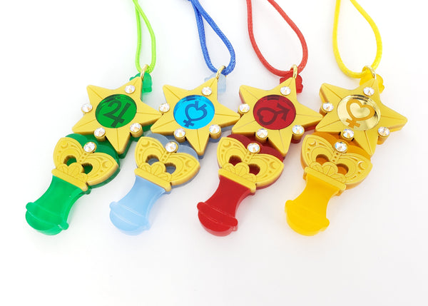 Sailor scout transformation wand necklaces. I love to take items and make small renditions of them!
